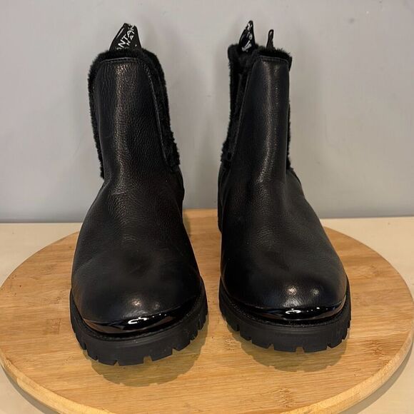 Santana Canada Women's Nina Leather‎ Faux Fur Trim Ankle Boots Black Size 11 - Picture 4 of 10